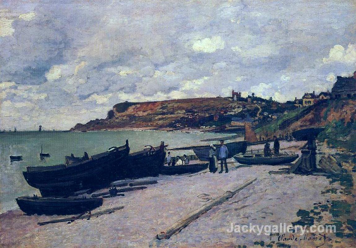 Sainte-Adresse, Fishing Boats on the Shore by Claude Monet paintings reproduction